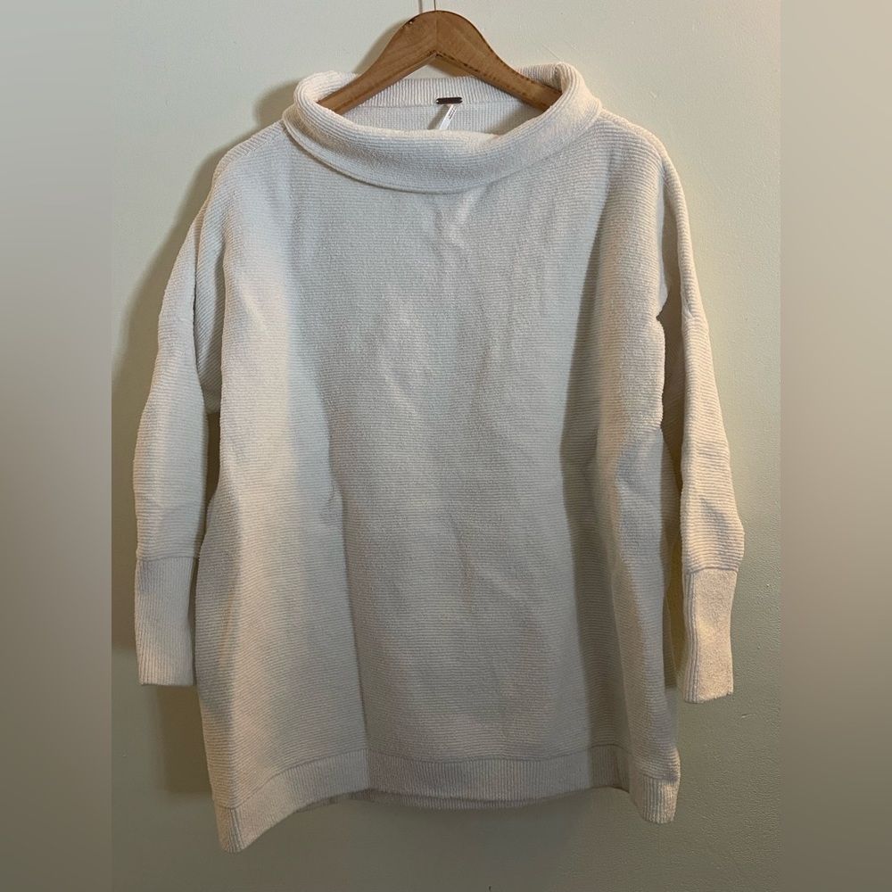 Free People Cream Cowl Neck Sweater